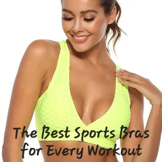 Smiling woman in a neon yellow sports bra, showcasing the best options for every workout.
