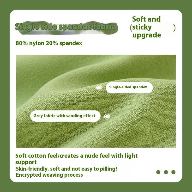 Close-up of single side spandex fabric showcasing soft texture and sanded effect for women's activewear.