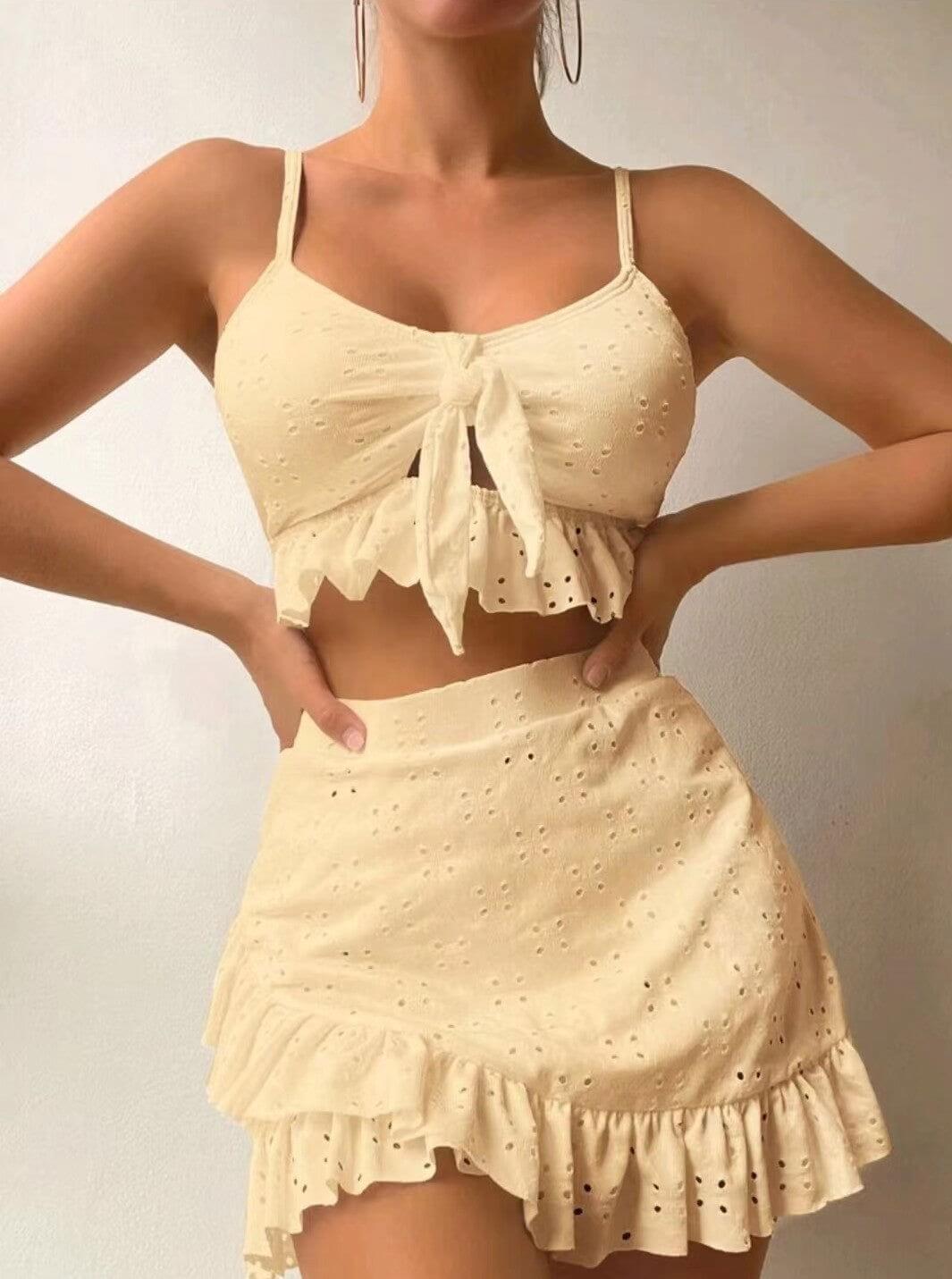 3pcs Beach Bikini With Hip-hugging Skirt | New arrivals,Skirt,Swimwear,Women