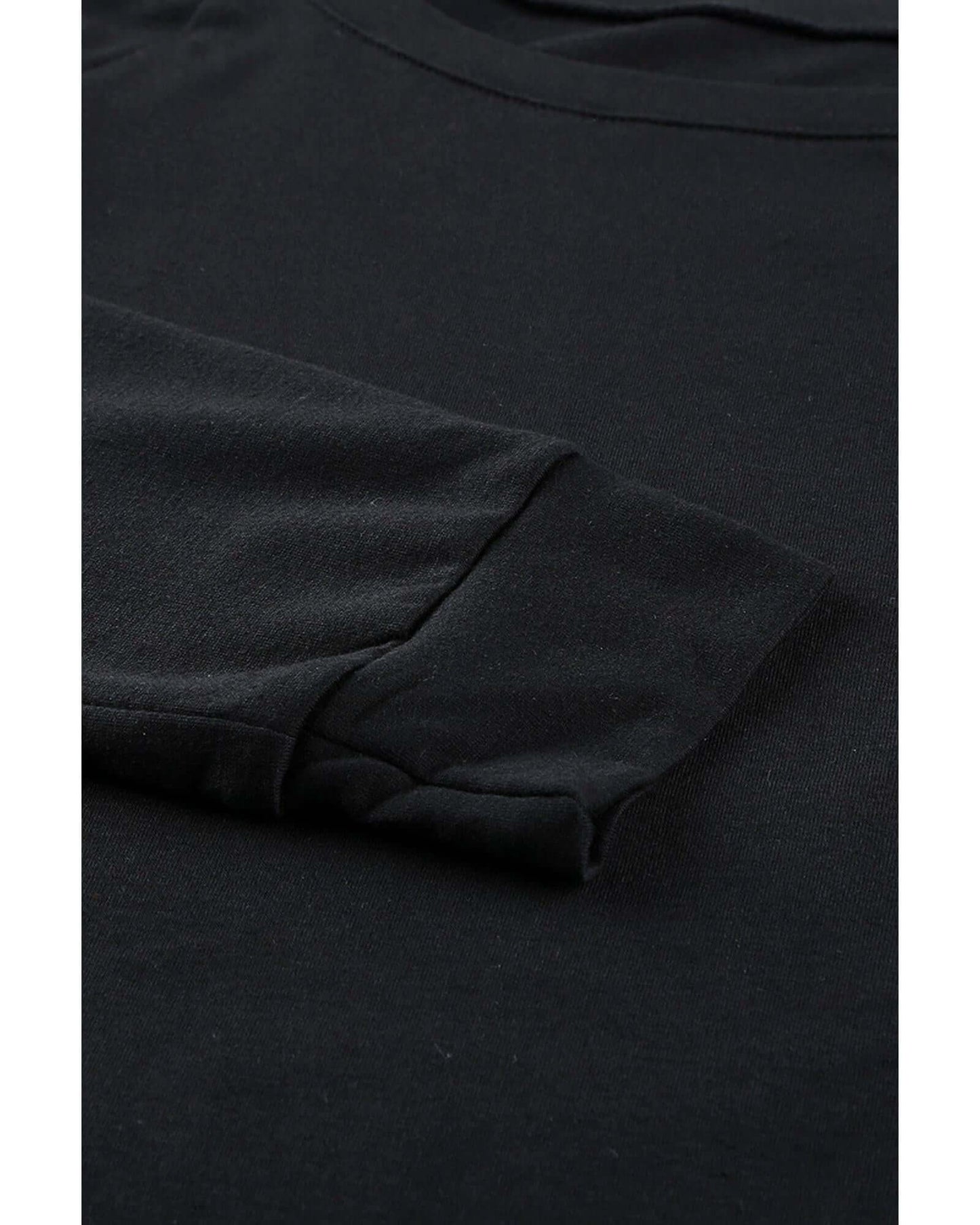 Azura Exchange Black Sweatshirt close-up showing soft fabric and sleeve details, perfect for activewear at Layna.com.au.