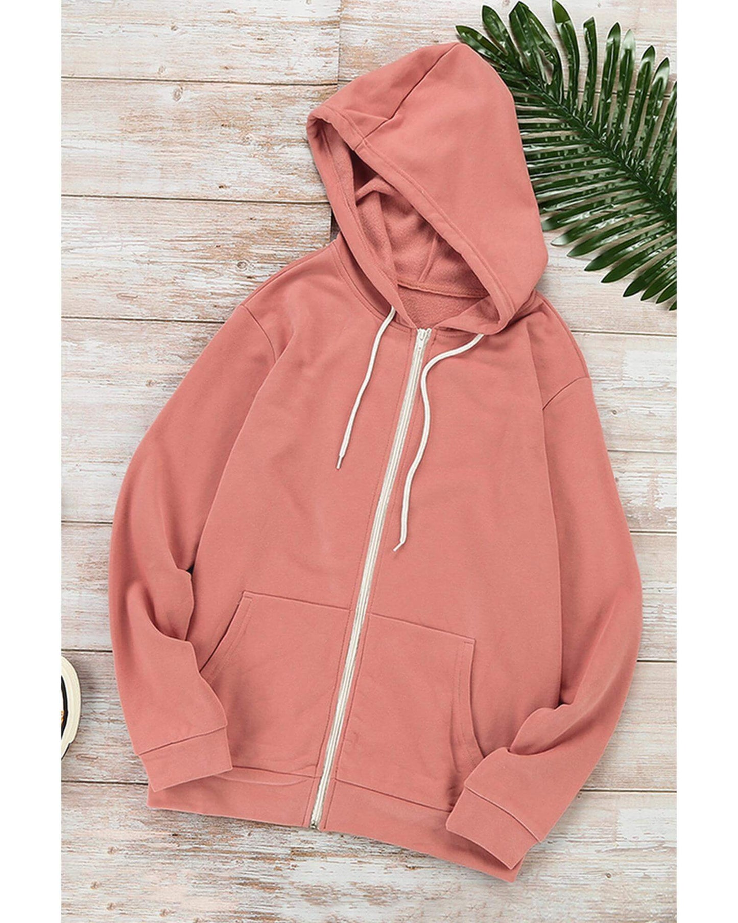 Azura Exchange Pink Women's Zip-Up Hoodie Jacket for casual adventures and comfort, featuring a soft cotton-polyester blend.