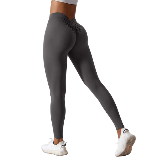 Peach Lift Yoga Leggings – Slim Fit, Quick-Dry & Breathable in dark grey, showcasing a lifted fit and sleek silhouette.