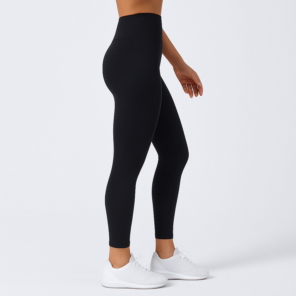 Black Nude Feel Fitness Pants – Quick-Dry, Second-Skin Fit showcased on model, perfect for women's black leggings.
