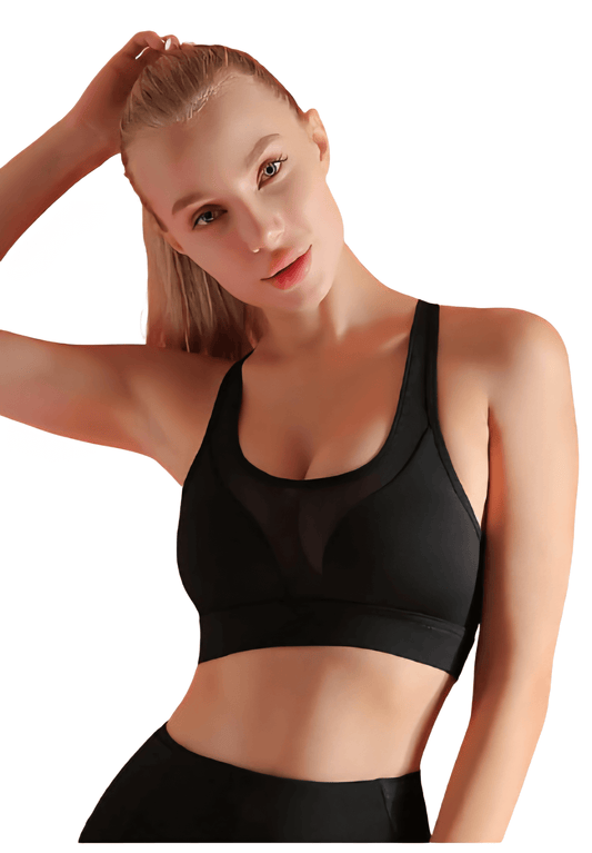 Black Shockproof Yoga Vest – Supportive Sports Bra on a model showcasing comfort and style in activewear.