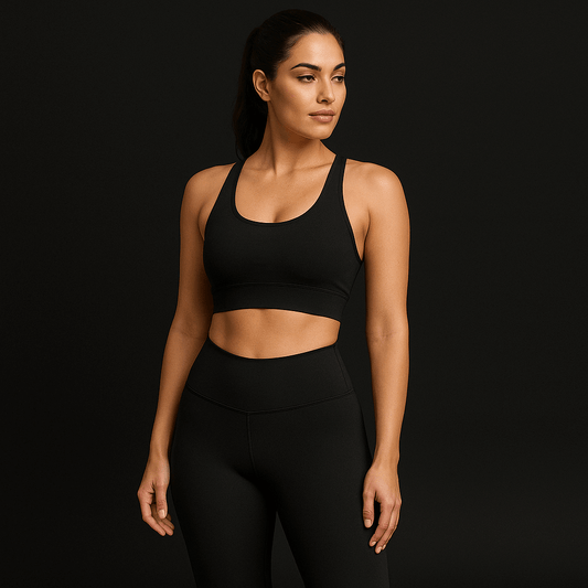 How to Build the Perfect Activewear Set: From Studio to Street - Black sports bra and leggings combination.
