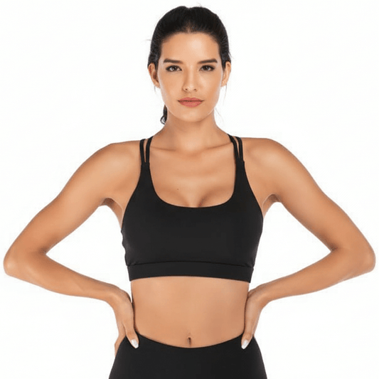 Black High Impact Sports Bra – Shockproof, Breathable Support showcased on model, ideal for high-intensity workouts.