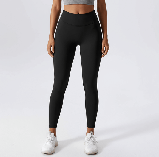 Black High-Waisted Peach Lift Leggings – Slim Fit, Quick-Dry, Sculpting from Layna Activewear Australia.