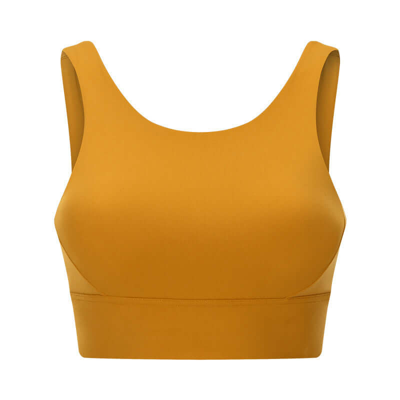 Yellow activewear sports bra with a sleek design, perfect for workouts and athleisure by Layna.