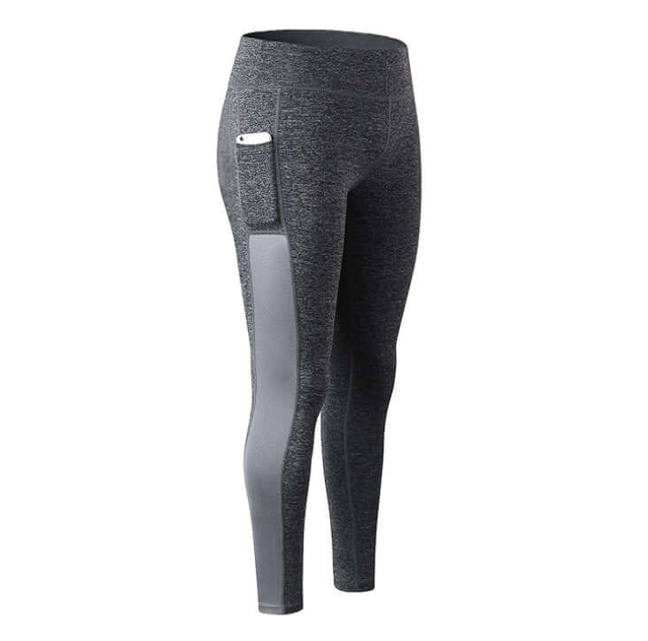 High-waisted seamless yoga pants for women with side pocket, perfect for fitness activities.