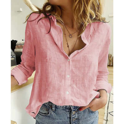 Lapel Button Cardigan Top – Relaxed Fit Blouse | Layna
