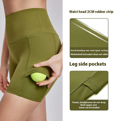 High-Waisted Lycra Sports Shorts – Antibacterial, Nude-Feel, with Pockets, Shop Women’s Activewear Australia at Layna.com.au