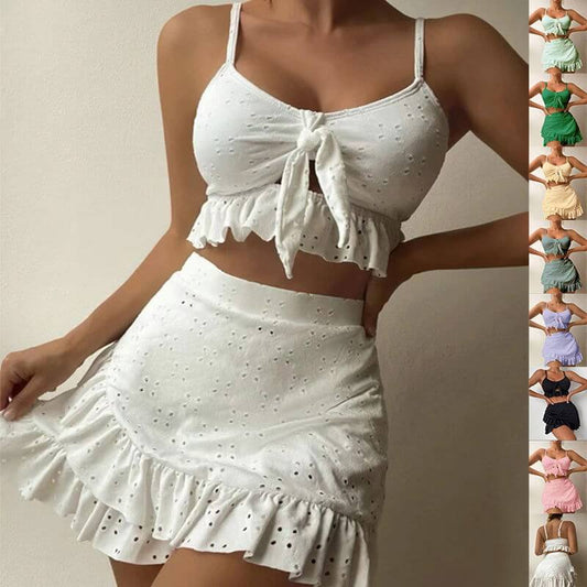 3pcs Beach Bikini With Hip-hugging Skirt | New arrivals,Skirt,Swimwear,Women