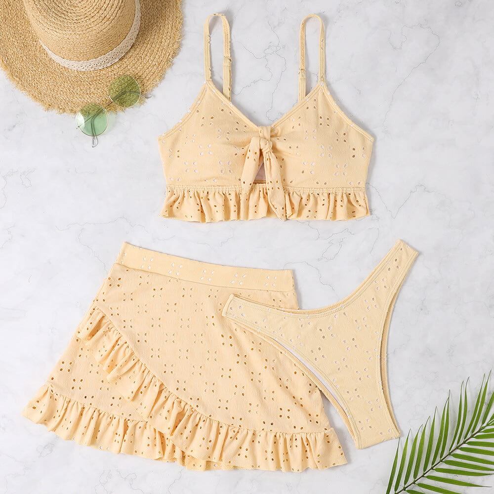3pcs Beach Bikini With Hip-hugging Skirt | New arrivals,Skirt,Swimwear,Women