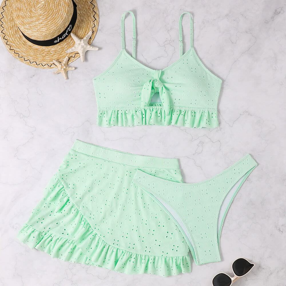 3pcs Beach Bikini With Hip-hugging Skirt | New arrivals,Skirt,Swimwear,Women