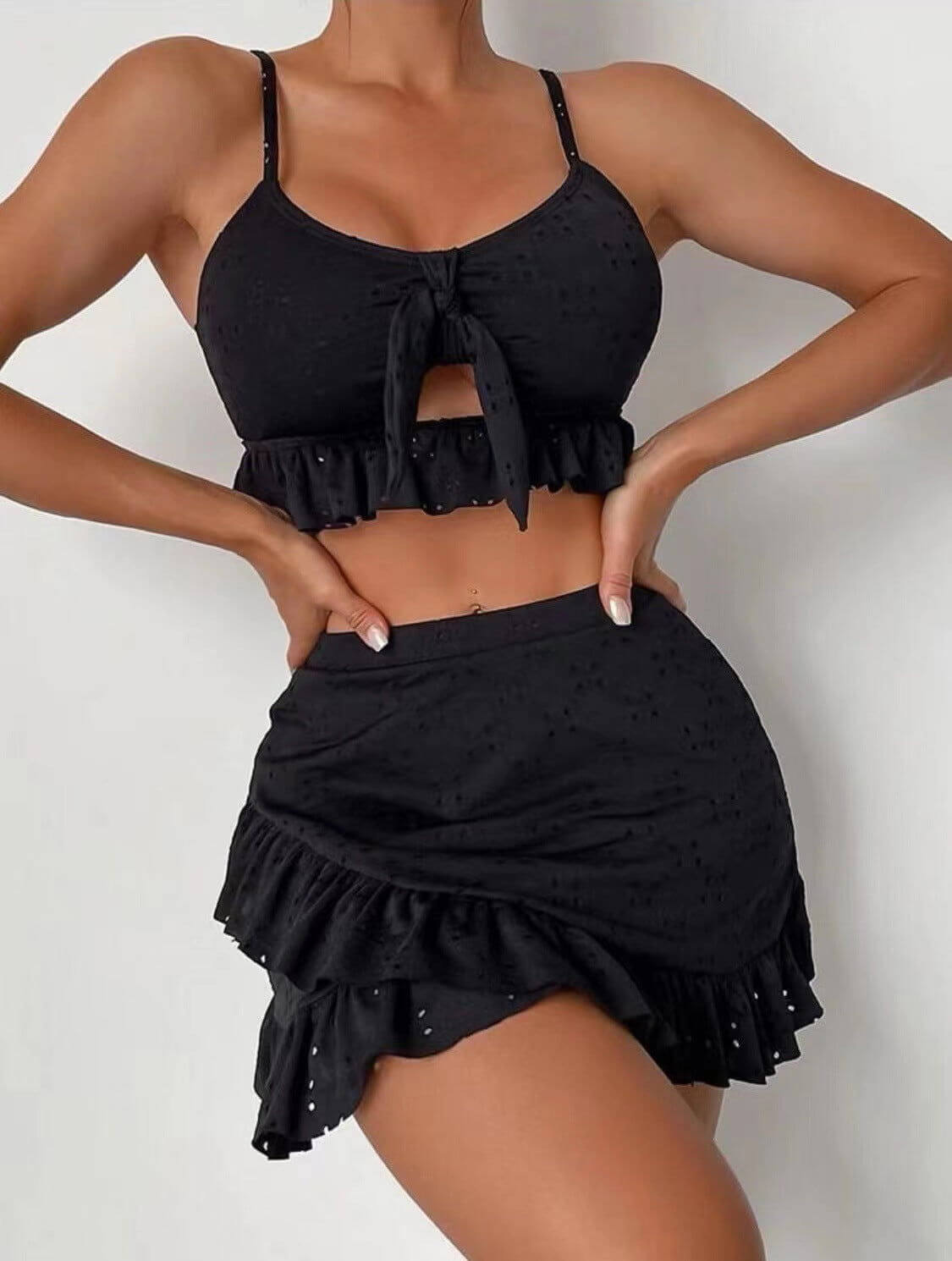 3pcs Beach Bikini With Hip-hugging Skirt | New arrivals,Skirt,Swimwear,Women