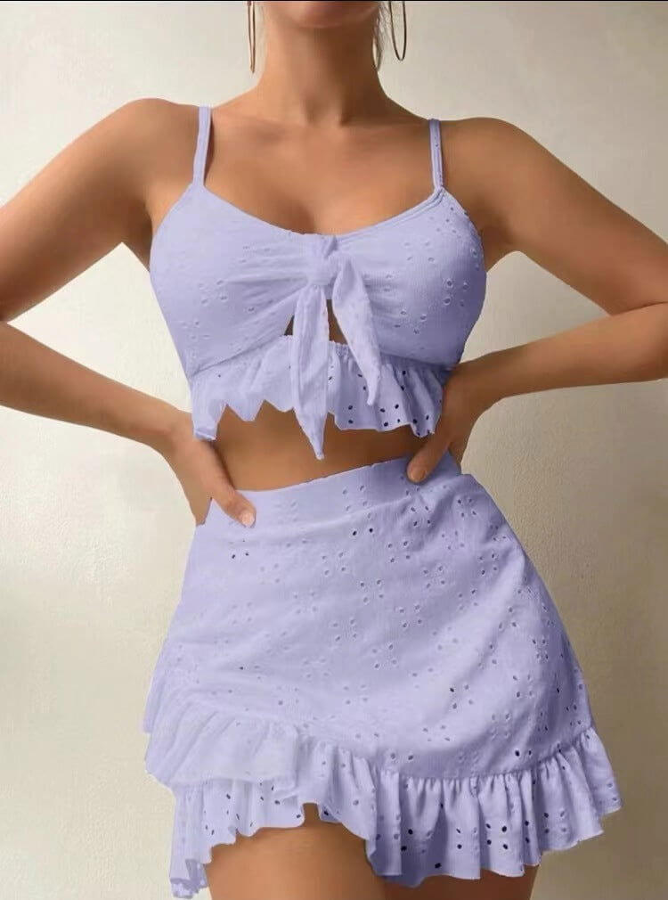 3pcs Beach Bikini With Hip-hugging Skirt | New arrivals,Skirt,Swimwear,Women