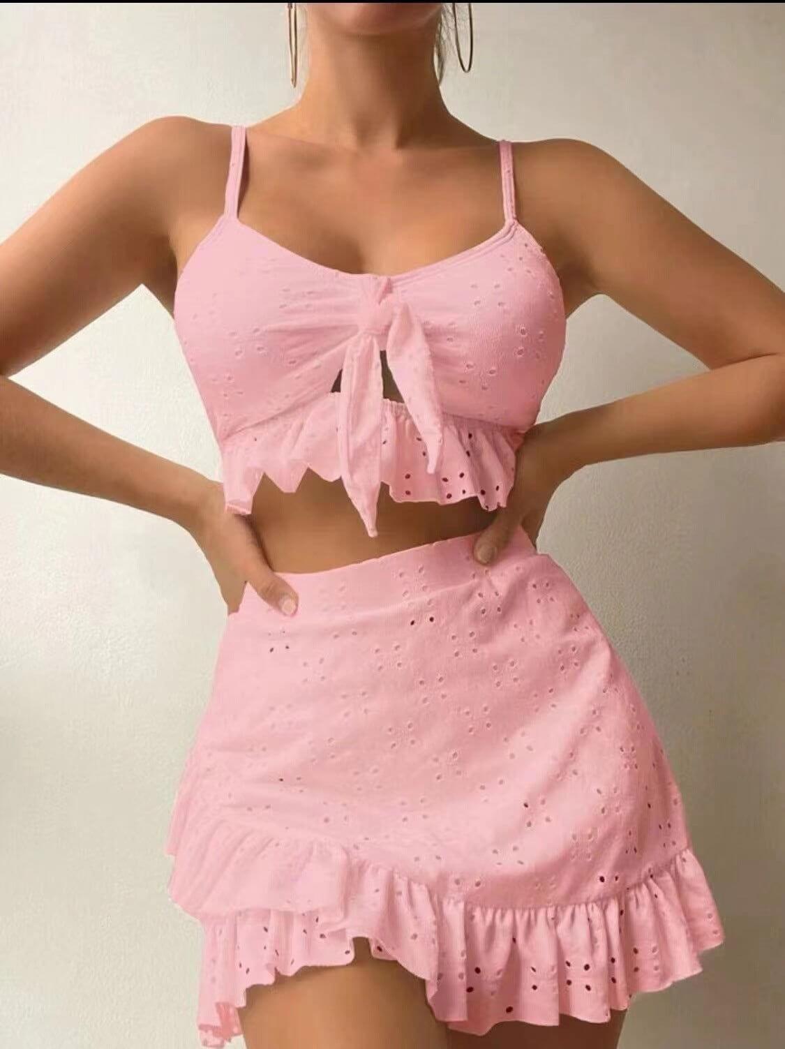 3pcs Beach Bikini With Hip-hugging Skirt | New arrivals,Skirt,Swimwear,Women