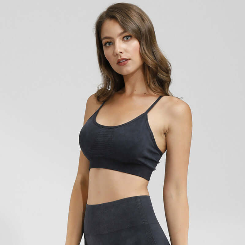 Black Xtreme Sports Bra – Seamless, Open-Back Fit by Layna premium activewear, featuring a sleek design.