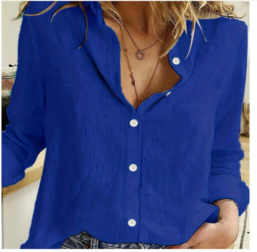 Lapel Button Cardigan Top – Relaxed Fit Blouse | Layna