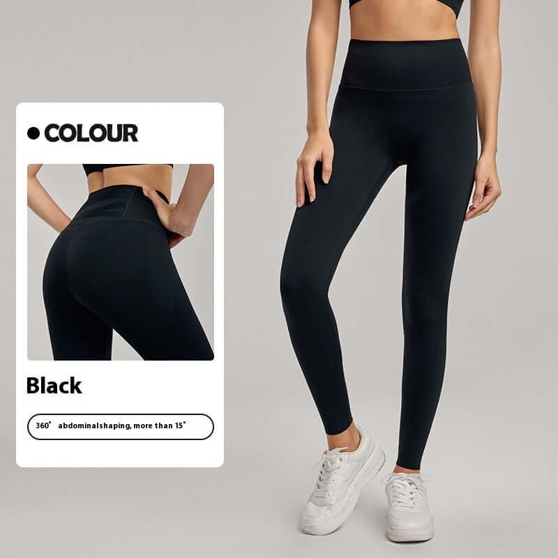 High-Waisted Yoga Pants – Seamless, Sculpting Fit in black, showcasing 360° abdominal shaping, perfect for women in Australia.