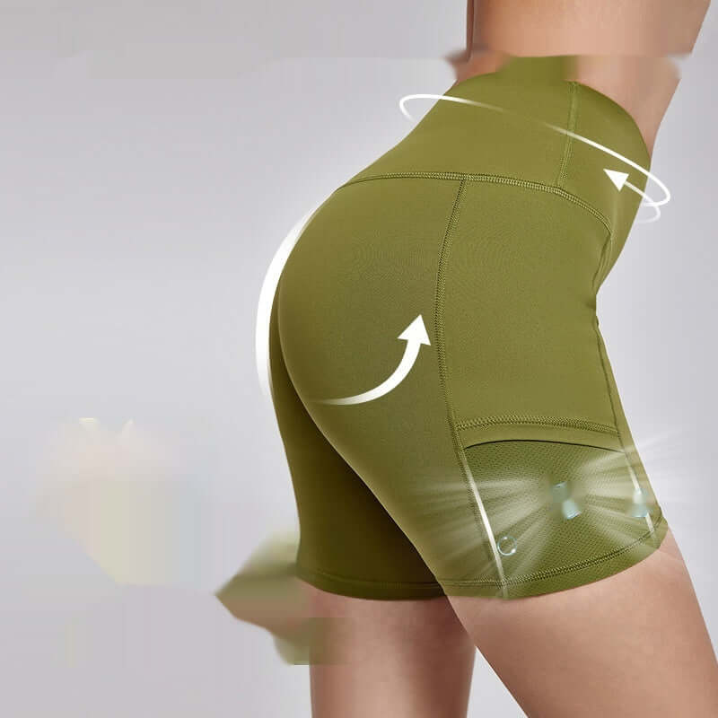 High-Waisted Lycra Sports Shorts – Antibacterial, Nude-Feel, with Pockets, Shop Women’s Activewear Australia at Layna.com.au