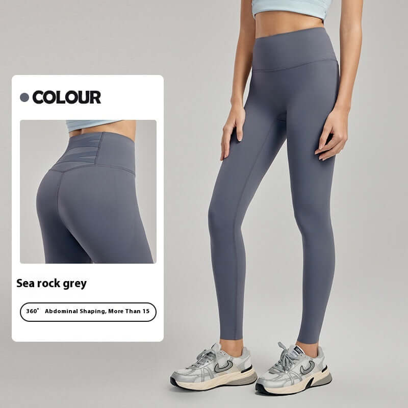 High-Waisted Yoga Pants – Seamless, Sculpting Fit in sea rock grey with 360° shaping for women's leggings Australia.