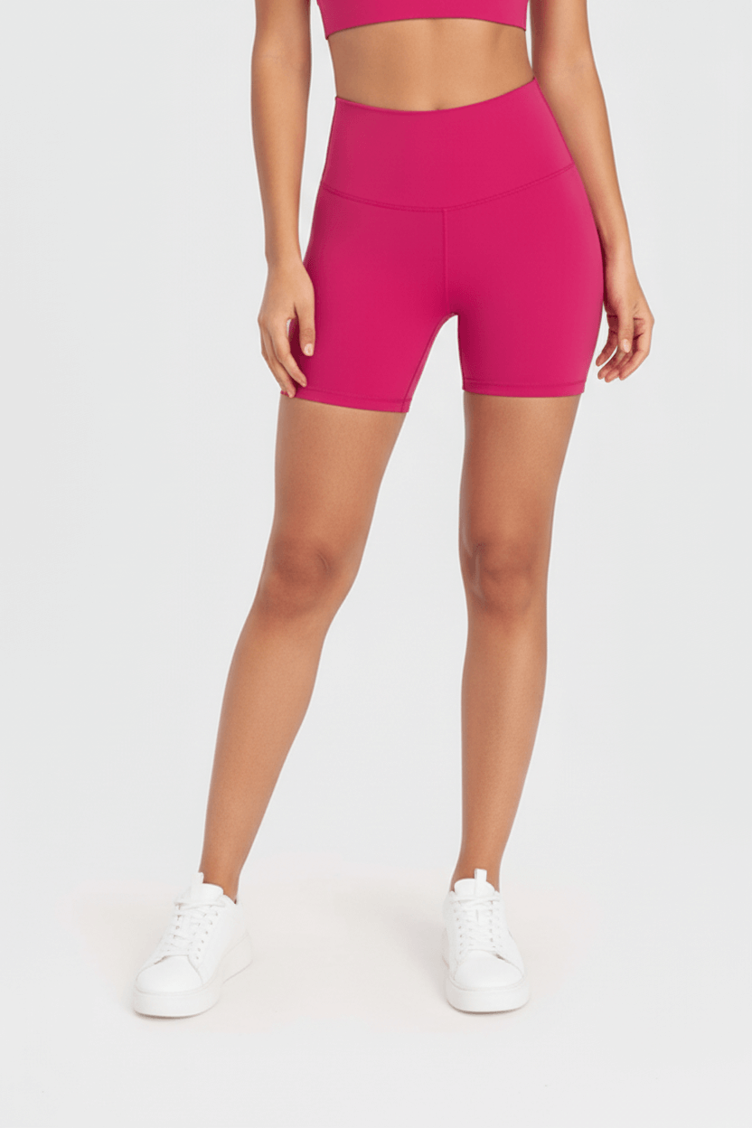 Seamless Nude-Feel High-Waist Workout Shorts by Layna Activewear Australia in vibrant pink color.