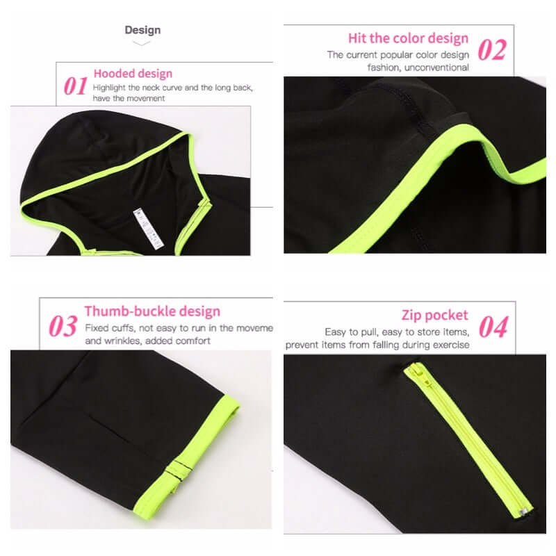 Fitness Yoga Training Running Color Matching Zipper Hoodie Quick Drying Jacket, Shop Women’s Activewear Australia at Layna.com.au