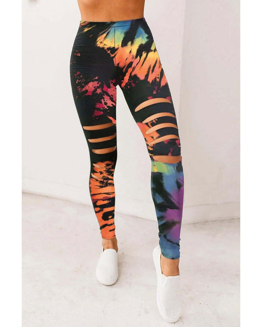 Azura Exchange Tie Dye Hollow Out Fitness Leggings, Shop Women’s Activewear Australia at Layna.com.au