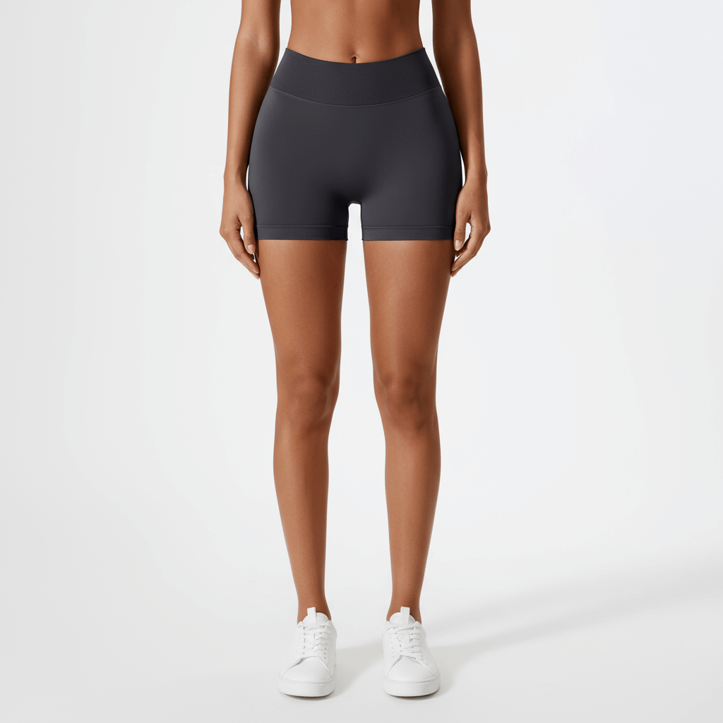 High-Waist Yoga Shorts – Seamless Sculpting Fit in black, showcasing a women's activewear design for comfort and performance.