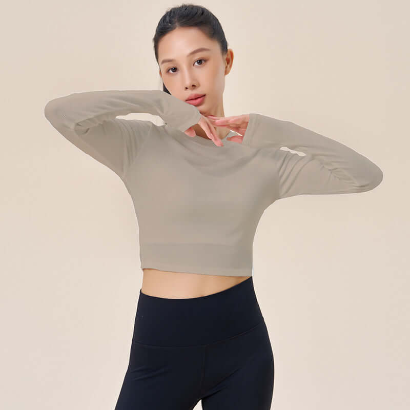Slim-Fit Cropped Yoga Top – Breathable, Stretchy, Waist-Length Activewear, Shop Women’s Activewear Australia at Layna.com.au