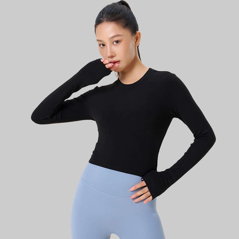 Slim-Fit Cropped Yoga Top – Breathable, Stretchy, Waist-Length Activewear, Shop Women’s Activewear Australia at Layna.com.au
