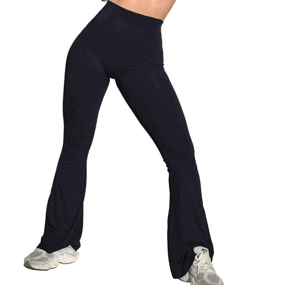 Performance Leggings – Quick-Dry, Compression Fit in black with high waist and flare design by Layna Activewear Australia.