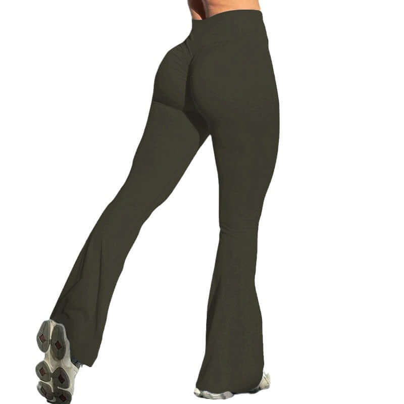 Black Compression Performance Leggings – Quick-Dry, High-Waisted in green fabric for athletic women.