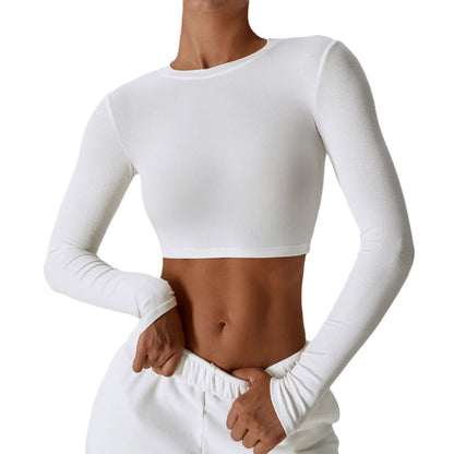 Slim-Fit Cropped Yoga Top – Breathable, Stretchy, Waist-Length Activewear, Shop Women’s Activewear Australia at Layna.com.au