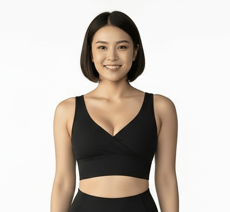 Pure Color Yoga Sports Bra – Cotton Blend Comfort & Stretch worn with Layna Active leggings, showcasing soft, breathable comfort.