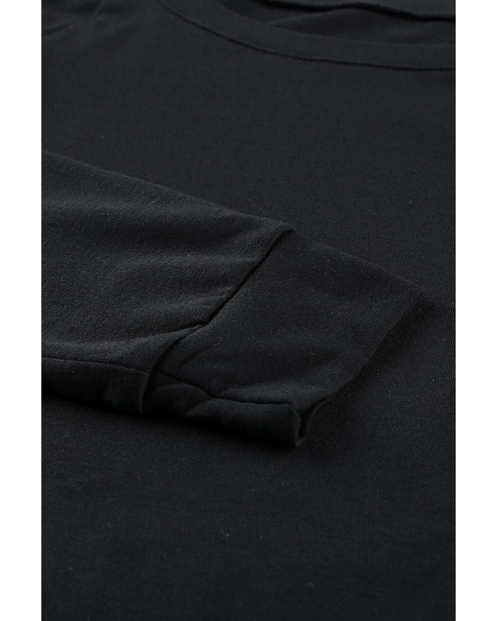 Azura Exchange Black Sweatshirt close-up showing soft fabric and sleeve details, perfect for activewear at Layna.com.au.