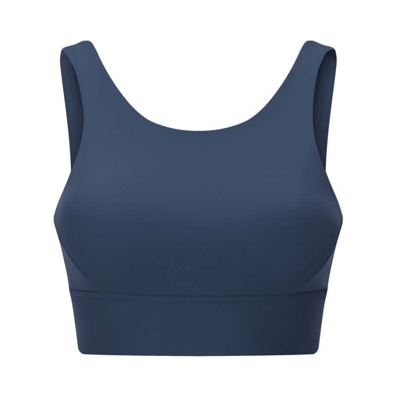 Black No-Bounce Sports Bra by Layna, designed for high-impact workouts with a beauty-back style.