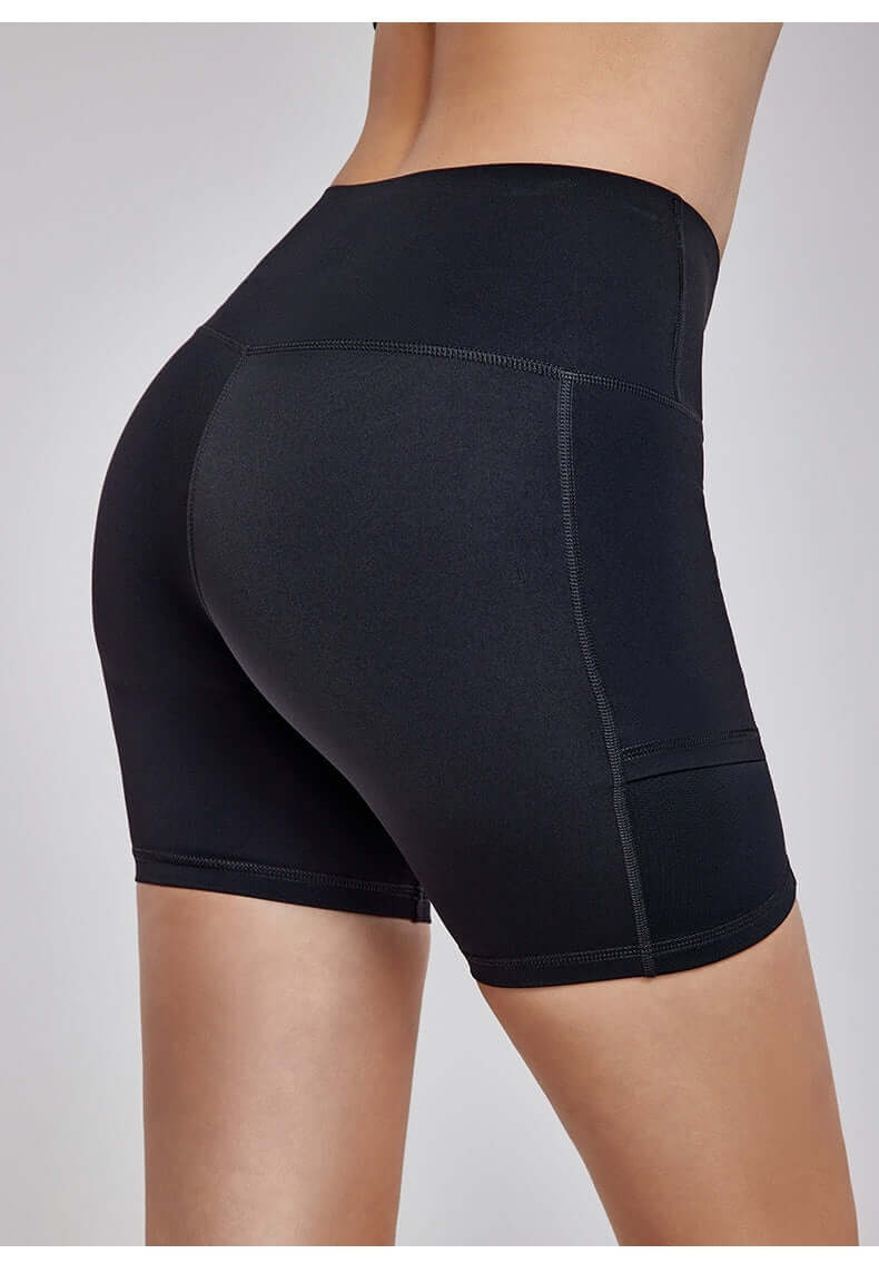 High-Waisted Lycra Sports Shorts – Antibacterial, Nude-Feel, with Pockets, Shop Women’s Activewear Australia at Layna.com.au