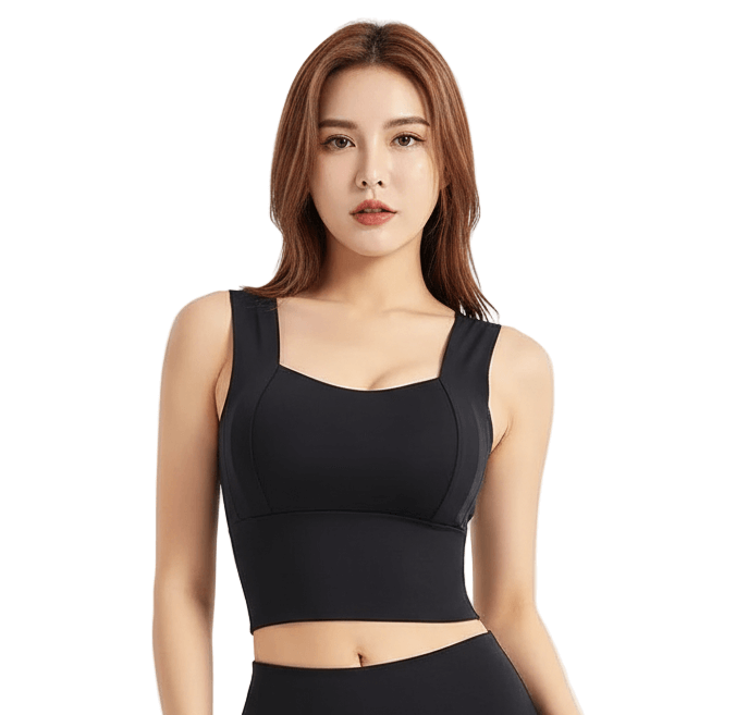 Black Yoga Crop Top – Medium Support, Wire-Free Fit from Layna Activewear Australia leggings, offering breathability and comfort.