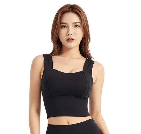 Black Yoga Crop Top – Medium Support, Wire-Free Fit from Layna Activewear Australia leggings, offering breathability and comfort.