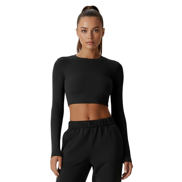 Slim-Fit Cropped Yoga Top – Breathable Comfort