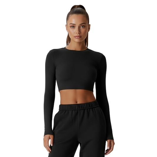 Slim-Fit Cropped Yoga Top – Breathable Comfort