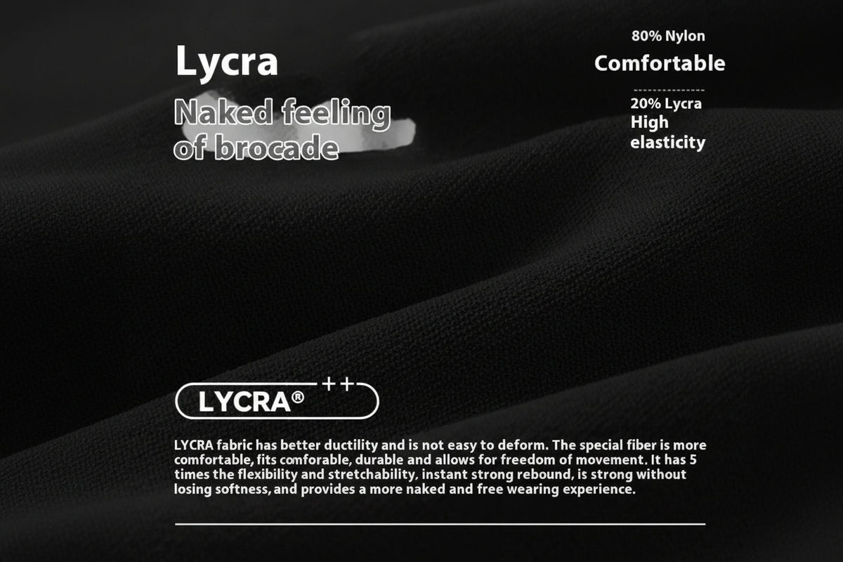 High-Waisted Yoga Pants – Seamless, Sculpting Fit fabric details including Lycra composition and comfort features.