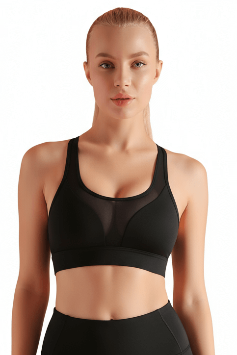 Black Shockproof Yoga Vest – Supportive Sports Bra on a model, designed for women's activewear and maximum comfort.
